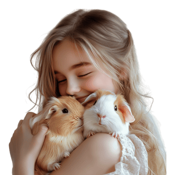 Girl holding two rabbits png