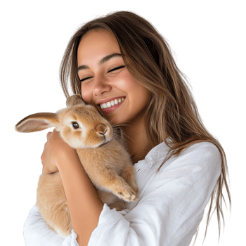 Woman holding a rabbit png