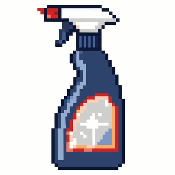 Pixel Art Spray Bottle Illustration Retro Cleaning in 8 Bit Style vector