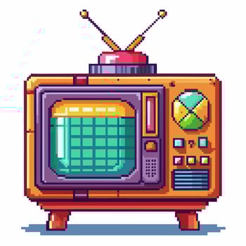 Retro Pixel Art Television with Antennas and Colorful Screen Design vector