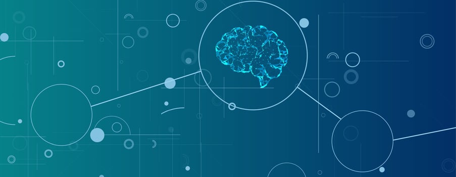 the brain is surrounded by circles and lines vector
