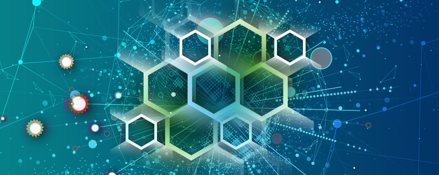 Geometric hexagon abstract background with simple polygonal elements. Medical, business, technology vector