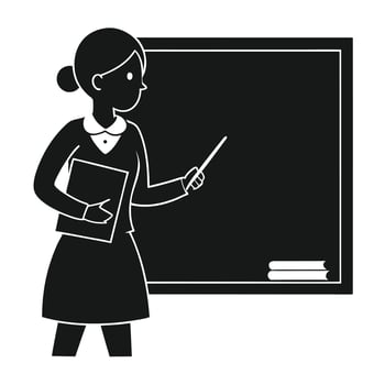 Female Teacher In Classroom Black Silhouette vector