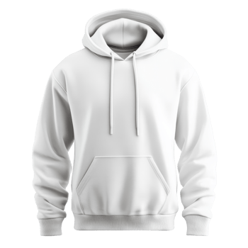 Plain white hoodie with drawstring and pocket png