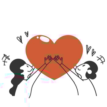 two people holding hands with a heart shape vector