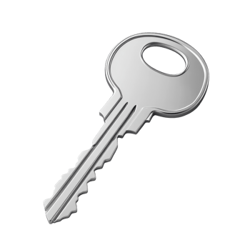 Metallic key depiction, angled view. png