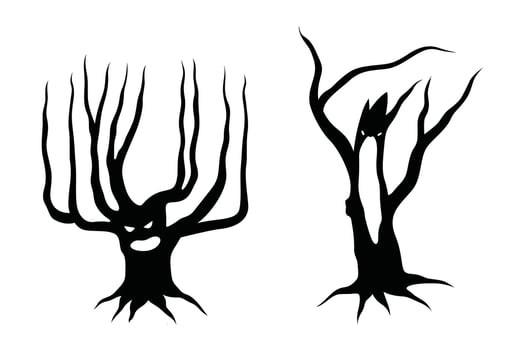 Creepy Tree Halloween Silhouette Design vector
