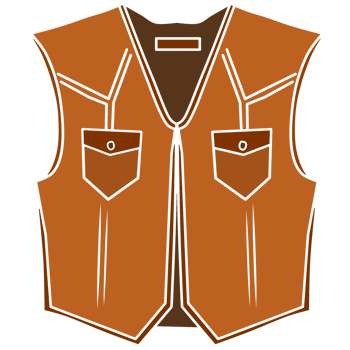 A graphic illustration of a brown leather sleeveless vest png