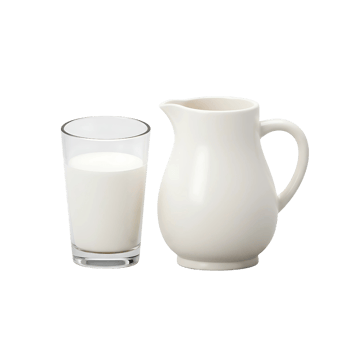 Simple 3D Rendering of a Milk Jug and a Glass of Milk png