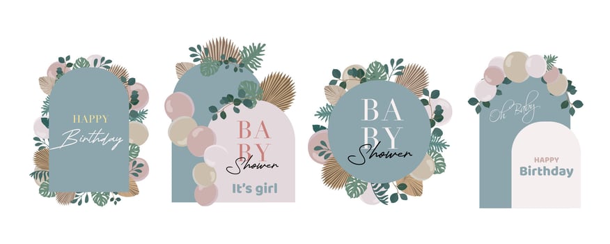 baby boho backdrop element object with balloons vector