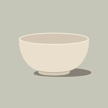 Minimalist beige ceramic bowl with shadow on muted background illustration vector