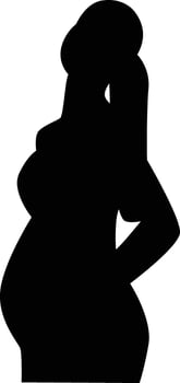 Black Silhouette of Pregnant Woman in Cartoon Design vector