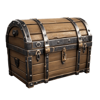 Ornate wooden chest with metal accents. png