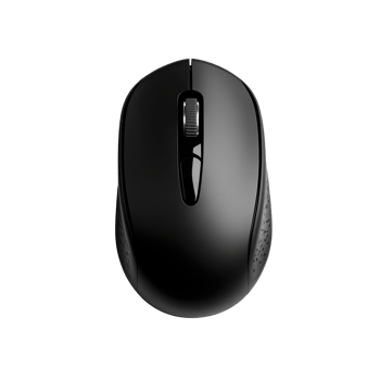 Wireless black computer mouse with textured grip. png