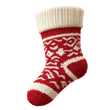 A Cute Red and Fair Isle Knit Christmas Stocking png