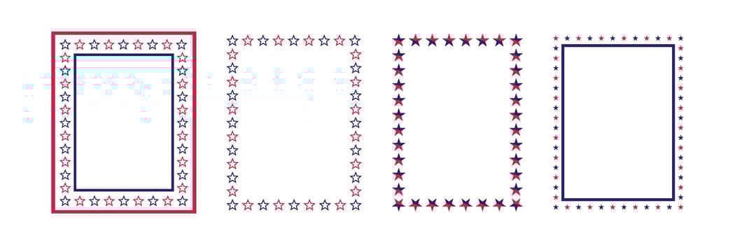 Patriotic USA themed Frames with Blue and Red Stars and Stripes Design. Patriotic USA Border. vector