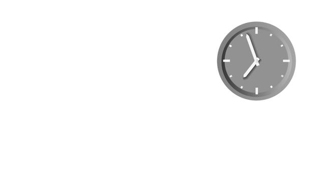 Analog wall clock showing time 19 hours and 55 minutes, transparent background. Copy space. png