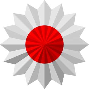 Red circle sun on white sixteen pointed star flag japanese style png