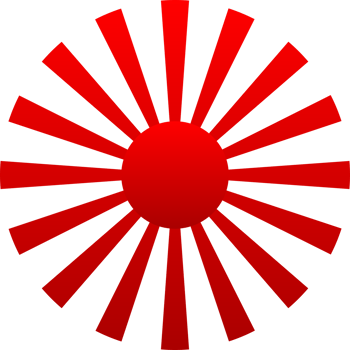 Red sun with sunlight rays circle japanese style png