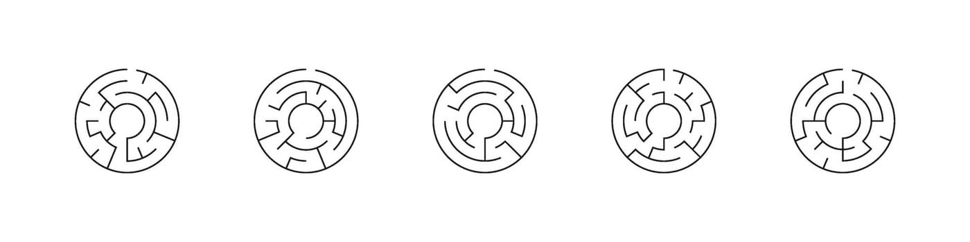 Maze labyrinth icon set. vector