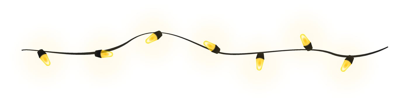 Christmas lights illustration. Bright yellow glowing garland. Celebration decoration design element set. vector