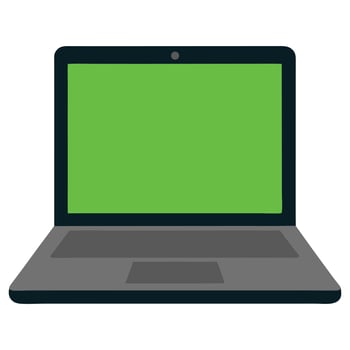 Cartoon 2D laptop green screen with no background vector