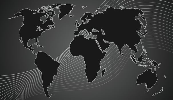 Black world map background template for banner, flyer or business. vector