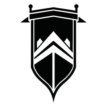 Black Emblem Heraldic Shield Banner Icon vector