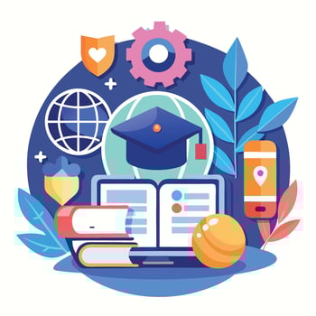 Modern logo design for innovative online learning platform showcasing education, technology, and global connectivity vector