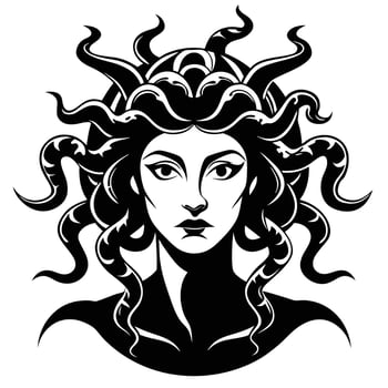 Medusa Gorgon Black And White Illustration vector