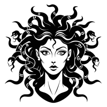 Medusa Gorgon Head Black And White vector
