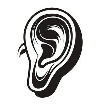 Human Ear Black And White Illustration vector