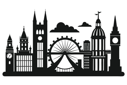 London City Skyline Black Silhouette vector