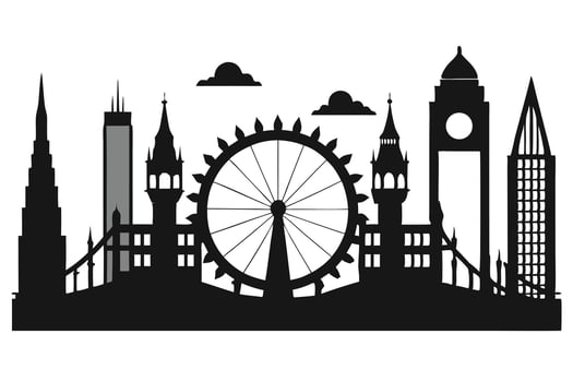 London Cityscape Black And White Silhouette vector