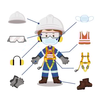 Personal protective equipment PPE for construction safety vector