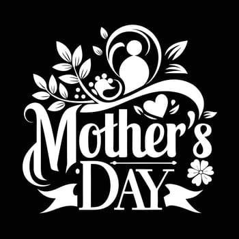 Mothers Day Black And White Graphic vector