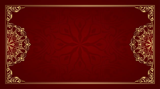floral frame mandala on red background vector