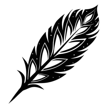 Ornamental Decorative Feather Black Silhouette vector