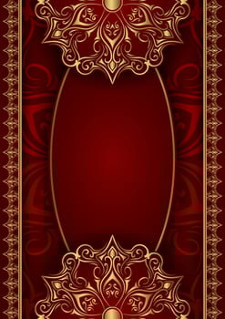 luxurious red background decorated with golden mandala vector