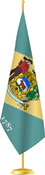 Delaware flag on a flag stand png