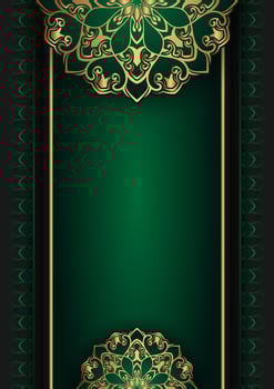 luxurious green background with gold border vector