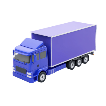 Blue delivery truck with covered cargo area png