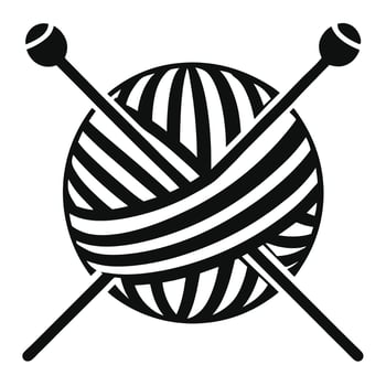 Yarn Ball With Needles Icon vector