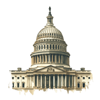 Iconic united states capitol building with classic architectural design png