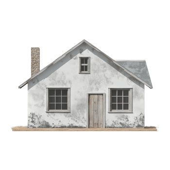 Rustic abandoned house with weathered walls and wooden door png