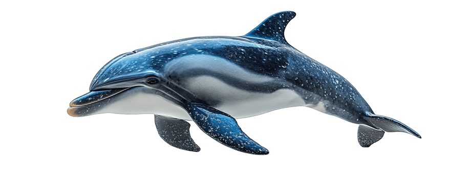 Dark Blue Dolphin with Speckled Pattern, Isolated on Transparent Background png