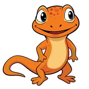 Adorable cartoon orange salamander standing upright with a cheerful expression vector