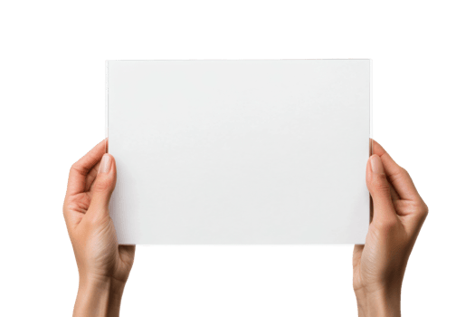 Hands holding blank white sheet png