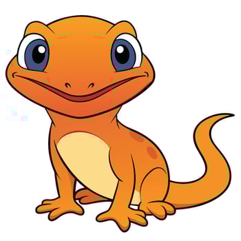 Cartoon illustration of a cute orange salamander smiling cheerfully vector