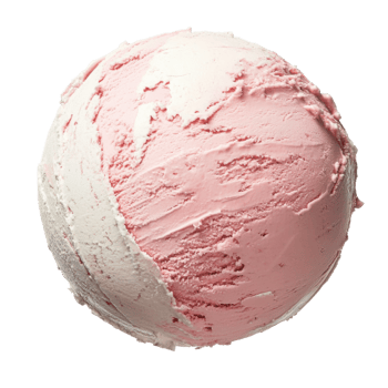 Close-up of strawberry vanilla ice cream in pink and white swirl pattern png